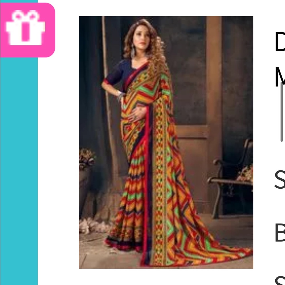 Digital Printed Georgette Saree in Multicolor